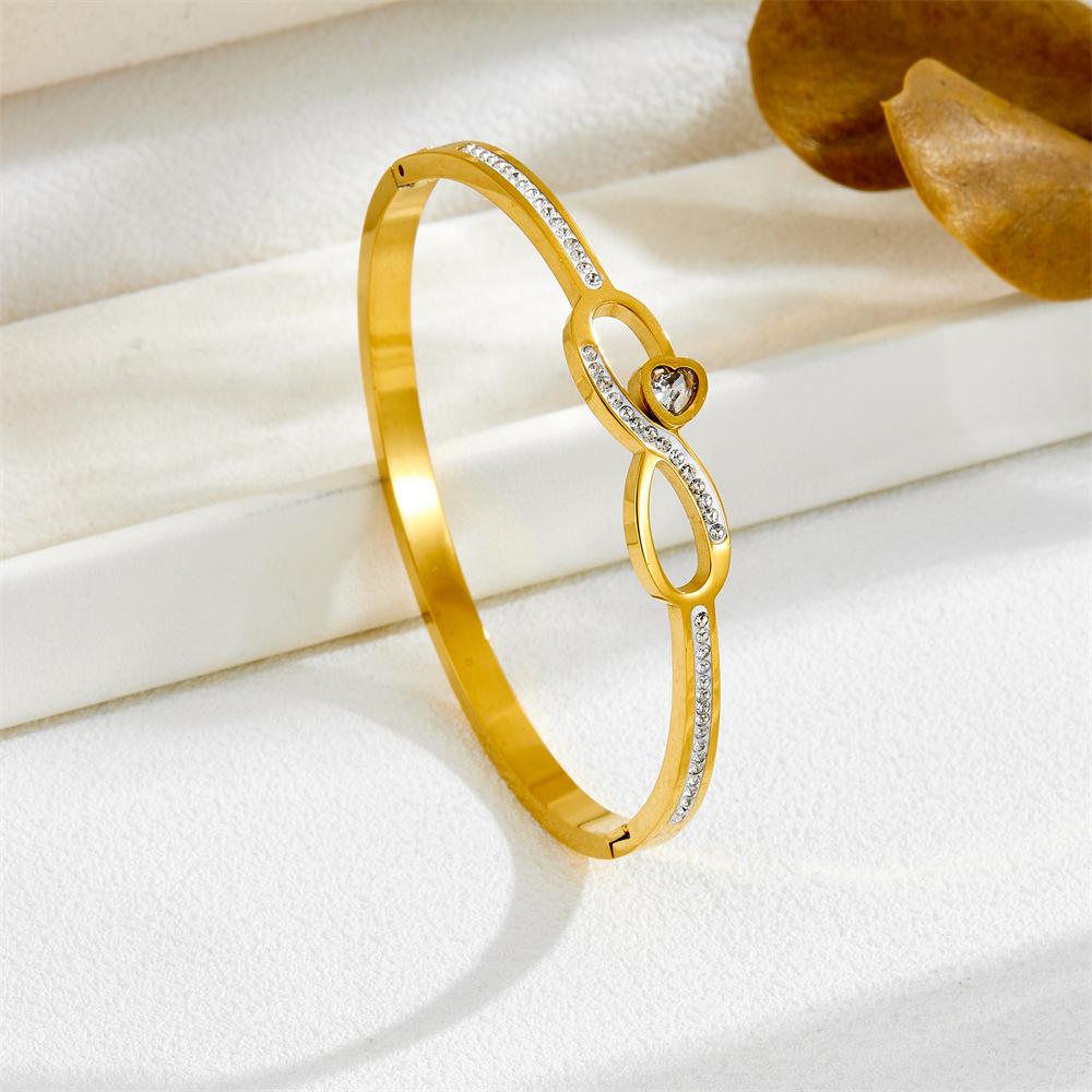 2026 European and American Fashion Versatile 8-character Peach Heart Bracelet, High-end Sense, Elegant Light Luxury Jewelry Ins Style Niche
