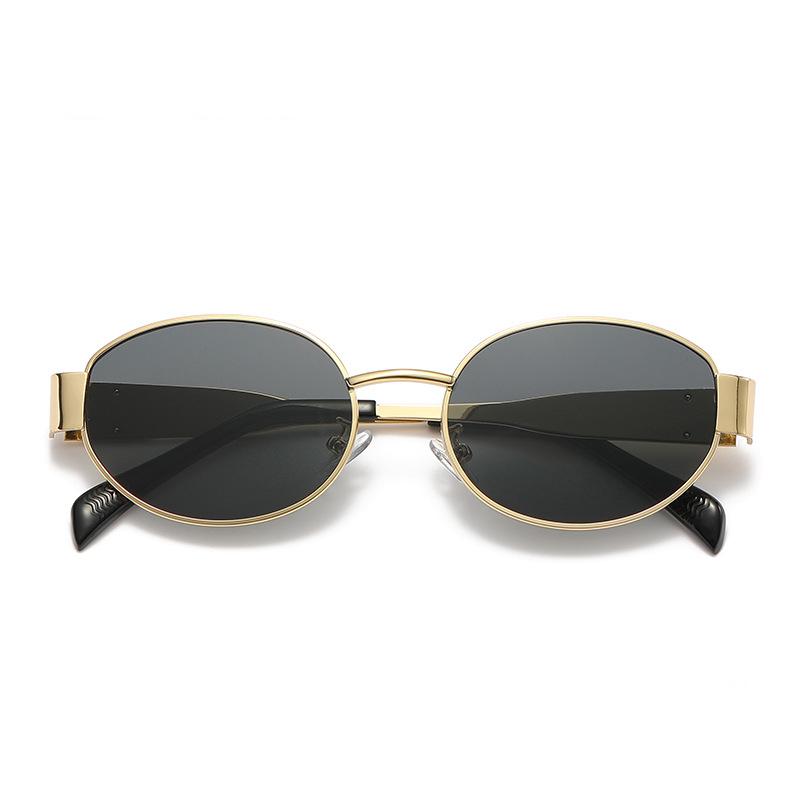 Vintage Fashion Small Frame Oval Sunglasses Women For Men Sun Glasses Punk Luxury Brand Designer Metal Hip Hop Eyeglasses Uv400