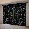 2pcs Colorful Cats Print Curtain  Blackout Drapes for Bedroom  Polyester  Rod Pocket Window Treatment  Home Decor