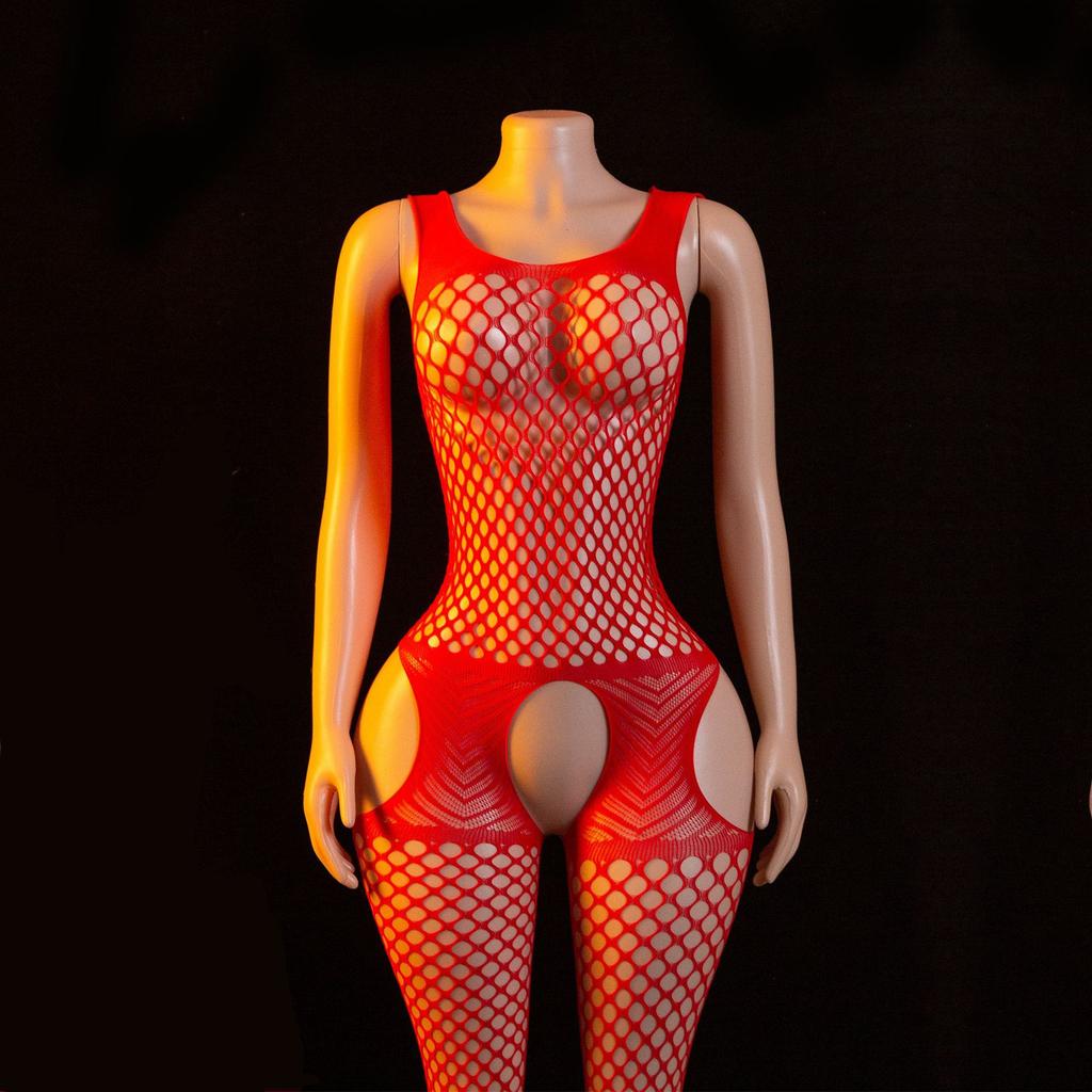Women Fishnet Leopard Print Sexy Lingerie Bodysuit Open Crotch Bodystocking For Adult See Through Nightwear