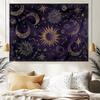 2D Purple Sun Moon Tapestry Vintage Celestial Wall Hanging Decor
