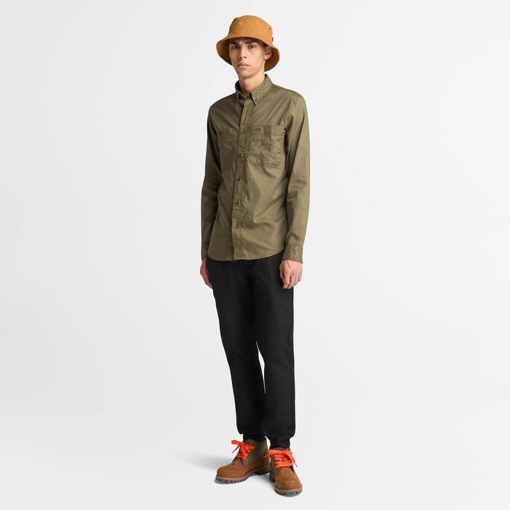 Timberland Twill Leaf Size TB0A69RQA581 Men's Shirt, Green, L,