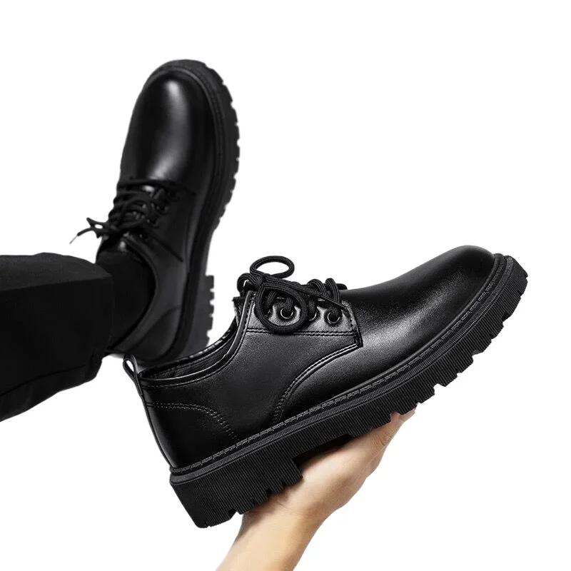 Men's Shoes Black Fashion Business Leather Shoe Platform Oxfords Anti-slip Thick  Male Derby Shoe Loafers