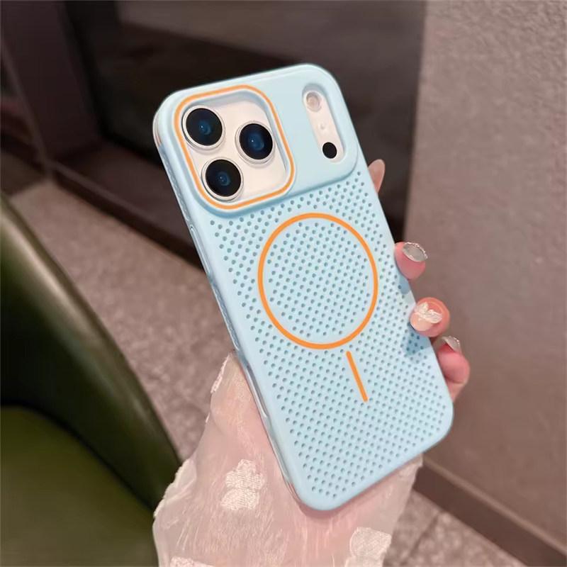 Heat Dissipation Magnetic Phone Case For iPhone 17 Air 16 15 14 13 12 Pro Max For Magsafe Honeycomb Mesh Cooling Shockproof Capa