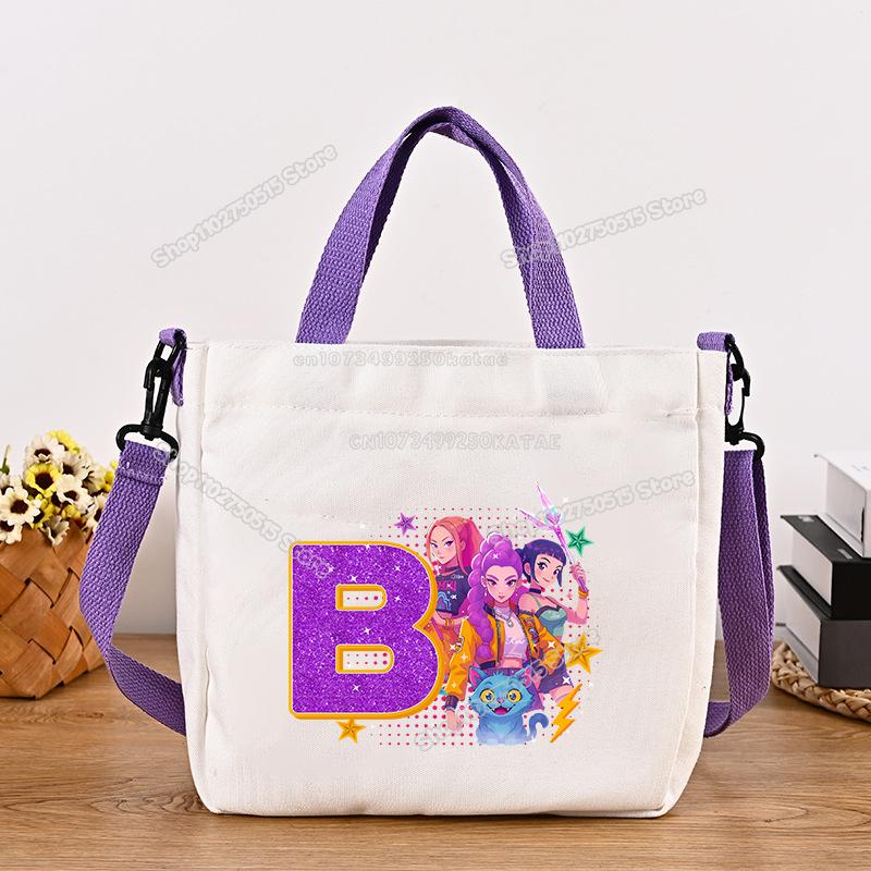 

Lovely KPop Demon Hunters Canvas Shoulder Bag Multi-functional Women Handbag Cartoon Girl Tote Student Schoolbag Female Cloth Satchel