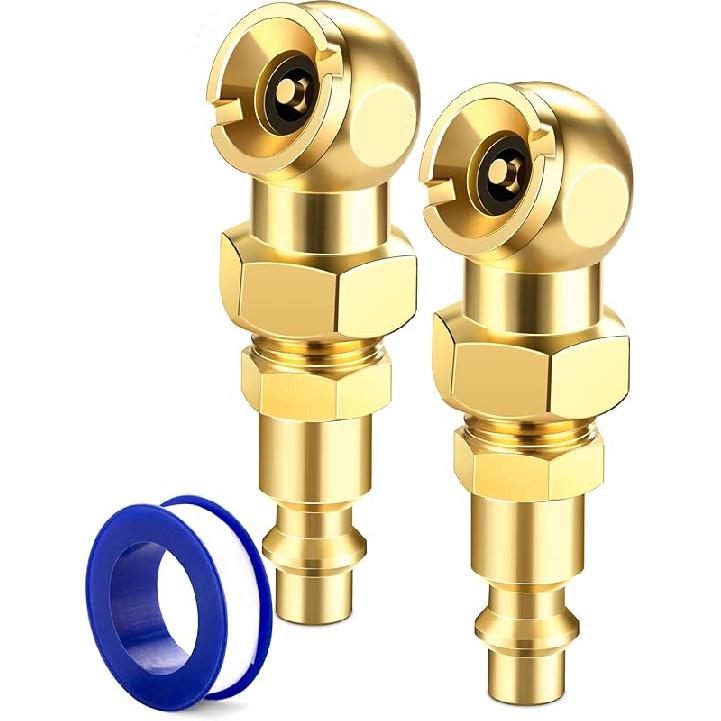 2-Pack Ball Foot Air Chuck Set, 1/4" FNPT Closed Flow Tire Chuck Inflator Nozzle W/Air Chuck Quick Connect, Tire Air Nozzle For Tire Inflator Gauge,