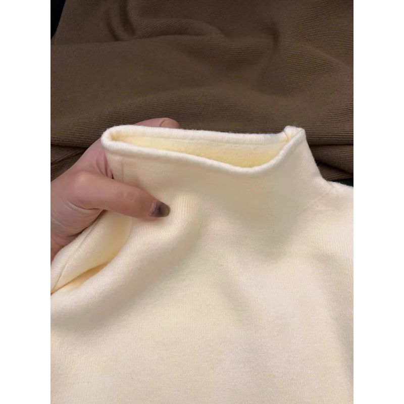 

Однослойная флисовая подкладка, утолщенная, с полувысоким воротником, мягкая, клейкая, тепловая базовая рубашка Beige White S