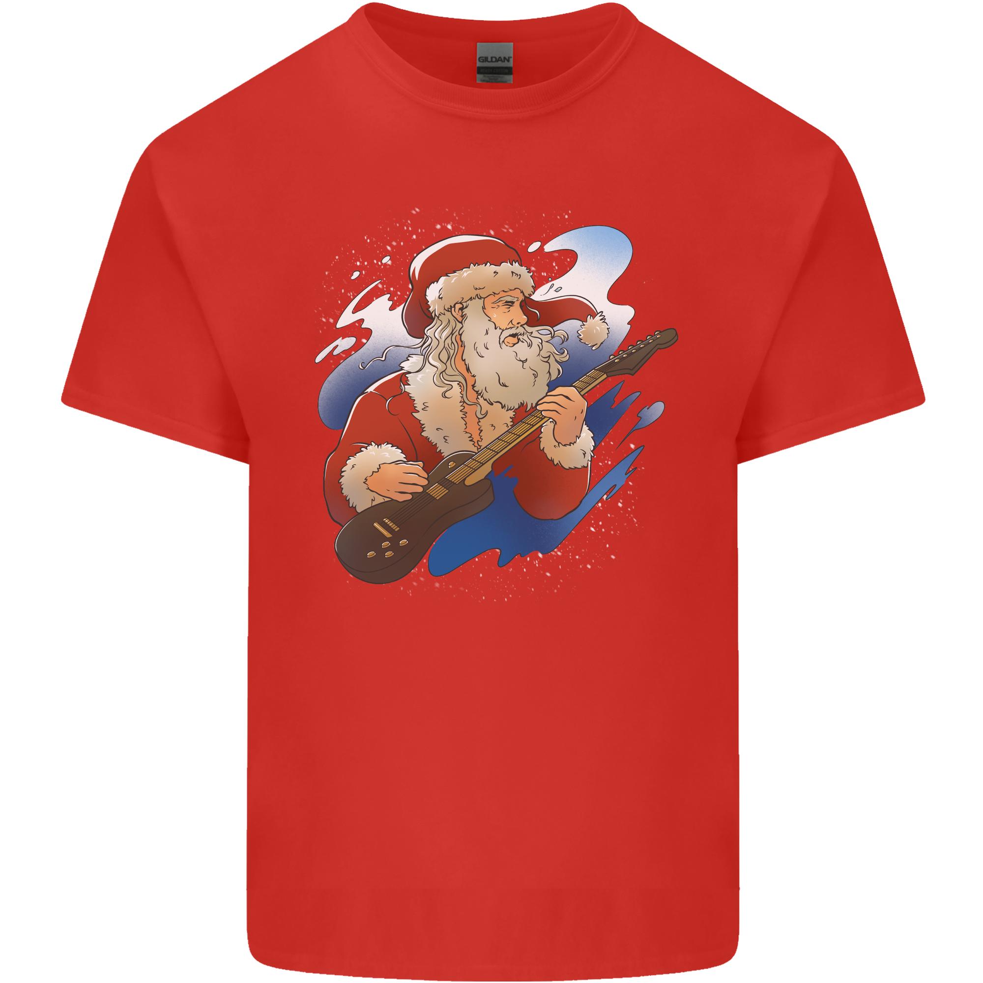 Guitar Santa Funny Christmas Rock n Roll Unisexs Light Cotton TShirt S