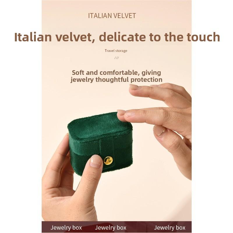 Portable Jewelry Box Pu Mini Ring Box Earring Storage Jewelry Box Snap Button