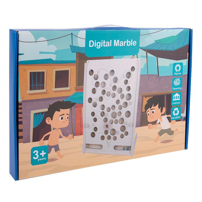 Wooden Children'S Educational Toys Pirate Digital Scene Marbles Table Games Baby Hand-Eye Coordination Balance Training