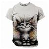 T-Shirts for Men Funny Cat Print Summer Casual O-Neck Short Sleeve Tee Tops Fashion Breathable Pullover Street Men's Clothing