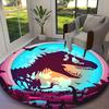 [1pc Dinosaur Office Carpet] Easy Maintenance Chair Rug for Conference Room Use, Durable Round Sofa Floor Mat