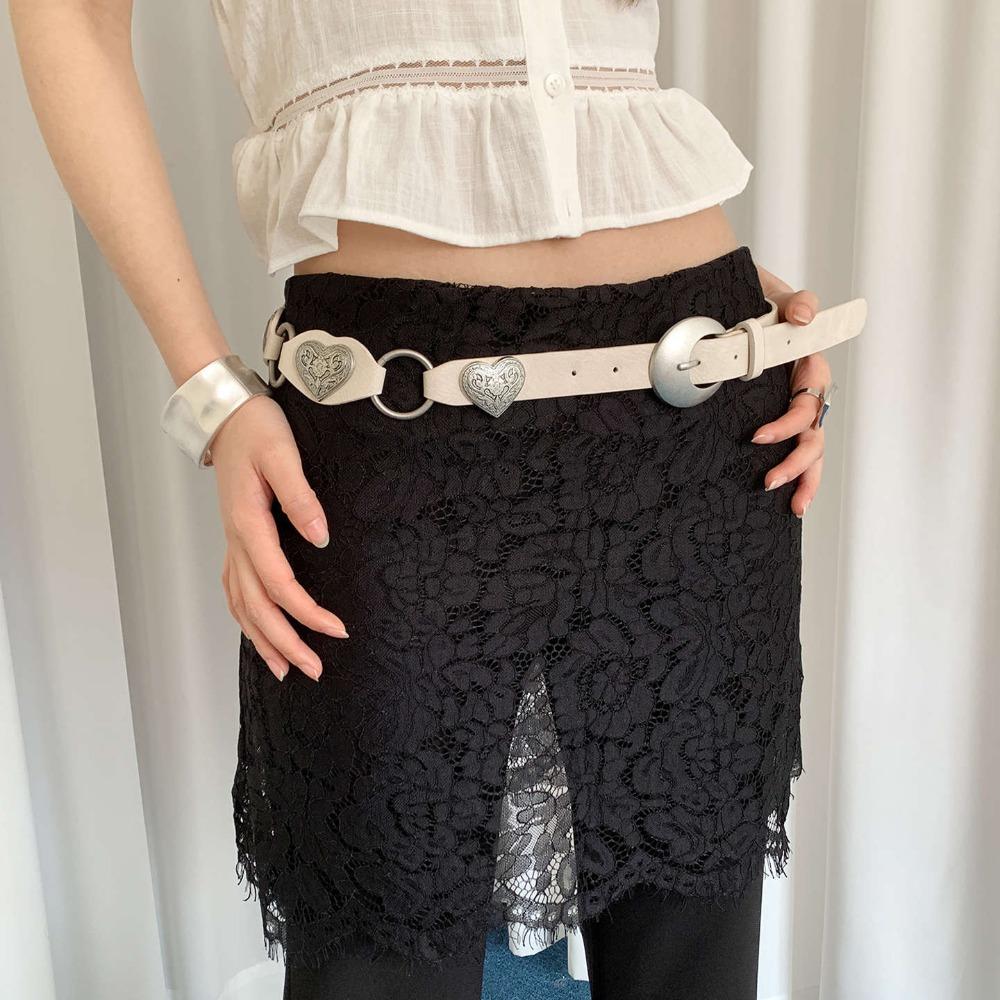 Metal Western Style Cowboy Belts Hollow Out Ethnic Style Waistband Waist Accessories белый