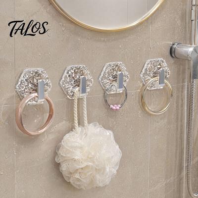 Bathroom Towel Hooks Hexagonal Self Adhesive Hooks, Water Ripple Pattern Design, Waterproof No Heavy Duty Wall Drilling Mounted for Towels Keys