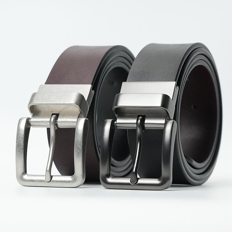 New Men's Cowhide Belt, Rotating Dual-purpose Pin Buckle Genuine Leather Belt, Casual Men's Trouser Belt