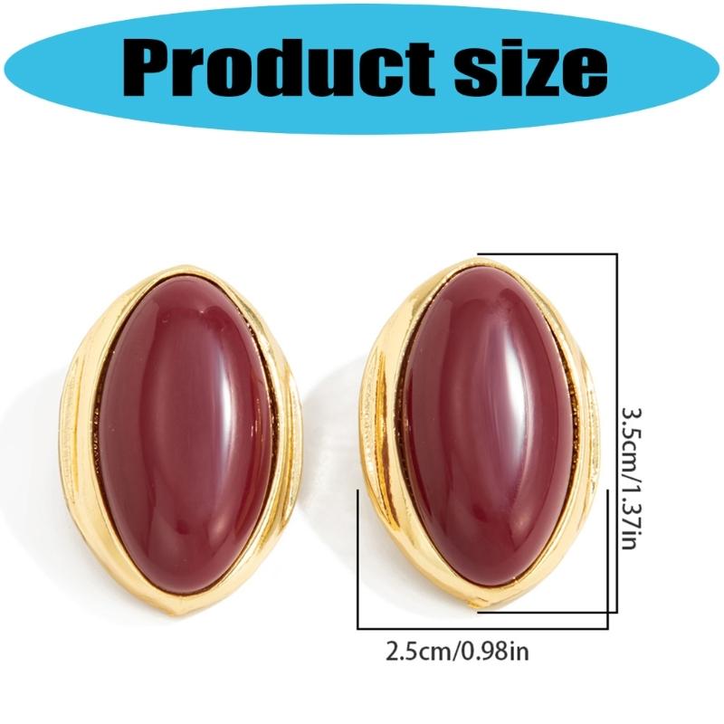 Resin Oval Studs Earrings for Women Geometric Fashion Jewelry Ear Accessories for Casual and Formal Occasions