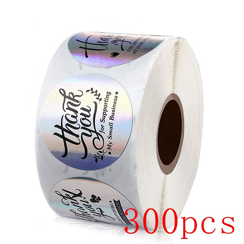 50-500Pcs Rainbow Laser Thank You Stickers 1 Inch White Thank You Small Business Sticker For Crafts Gift Packaging