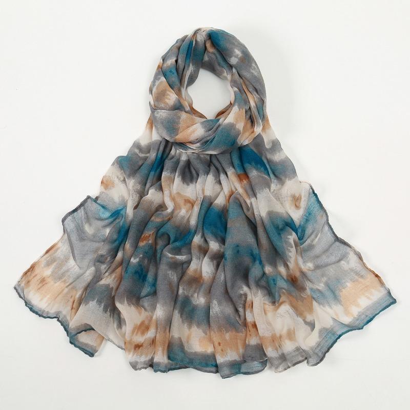 Bali yarn printed scarf women's spring and summer new light and breathable large size thin long towel travel sunscreen shawl