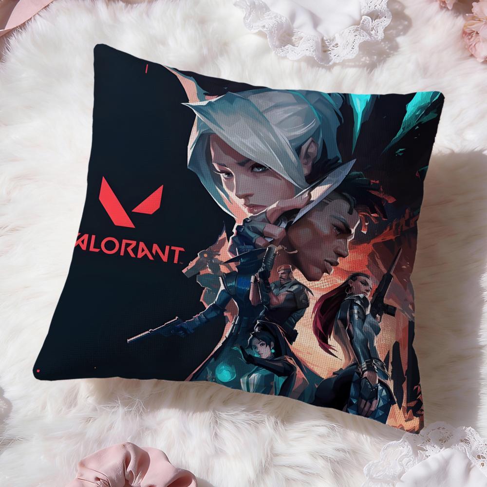 Game v-Valorants Cushion Cover Premium Comfort Reversible Pillow Cove -Two In One Design for Any Room & Car Interior