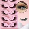 European and American style 5 pairs of fox style diagonal flying false eyelashes, natural black stem cat eye false eyelashes