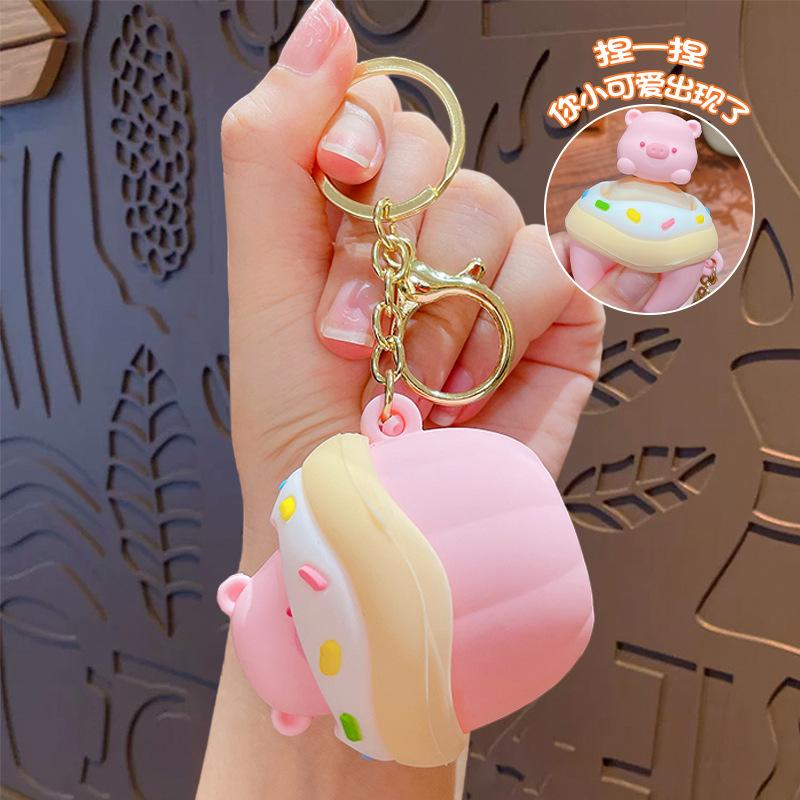 Cute Cartoon Peek-A-Boo Bear Decompression Toy Keychain Bag Pendant Key Chain Schoolbag Pendant Small Gift