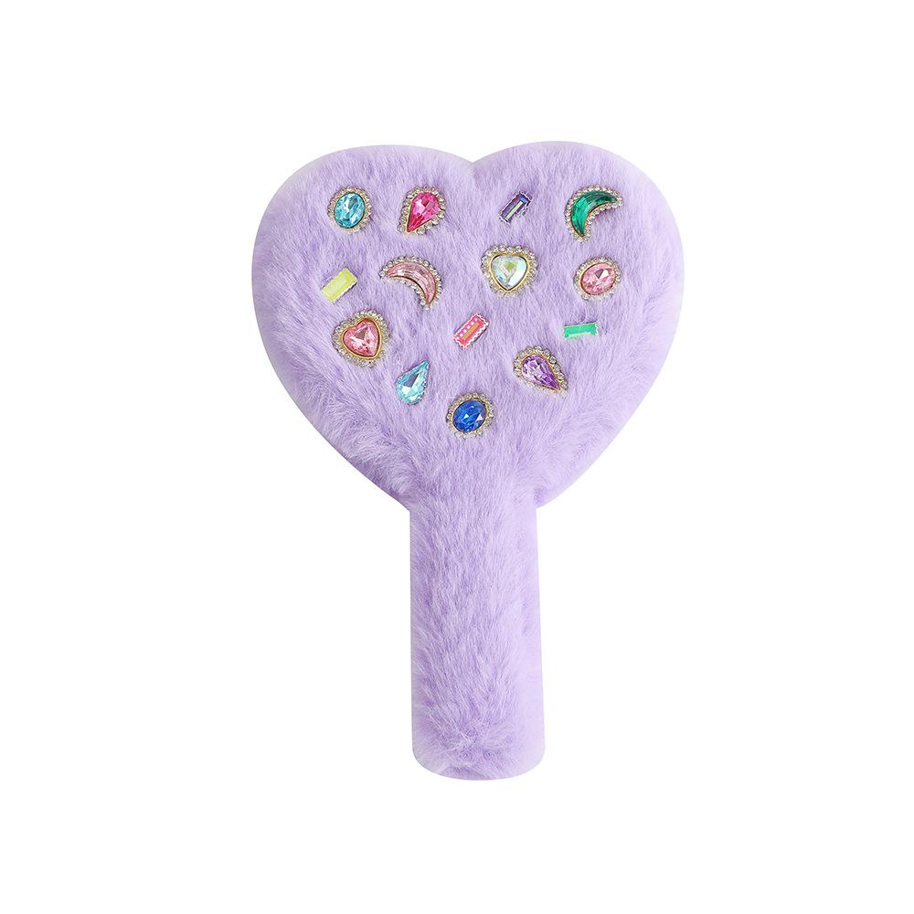 Plüschgriff Spiegel Tragbar Herzform Make-up Spiegel Diamant Kosmetikspiegel Für Mädchen Frauen Kreatives Geschenk Heimdekoration