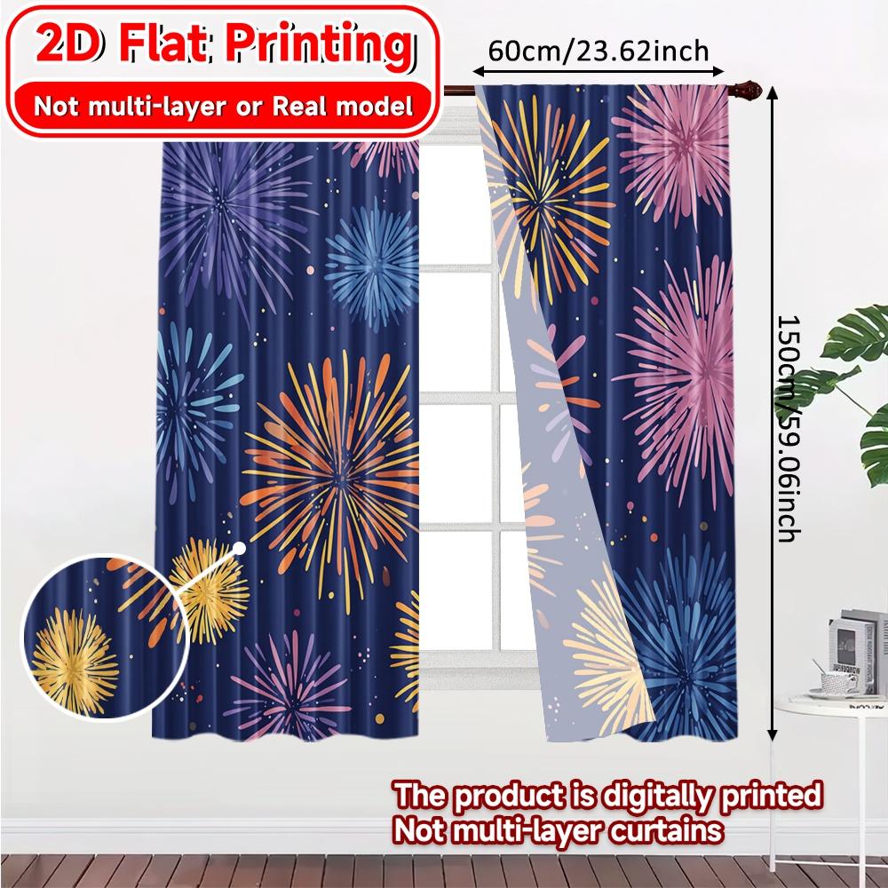 2D Flat Printing  2pcs Festive Cheers Modern Contemporary Curtains 100% Polyester Curtains Decorations for Grey   Semi-Transparent