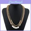 Pearl Layered Necklace For Women With Geometric Design And Water Wave Chain For Gifts And Travel