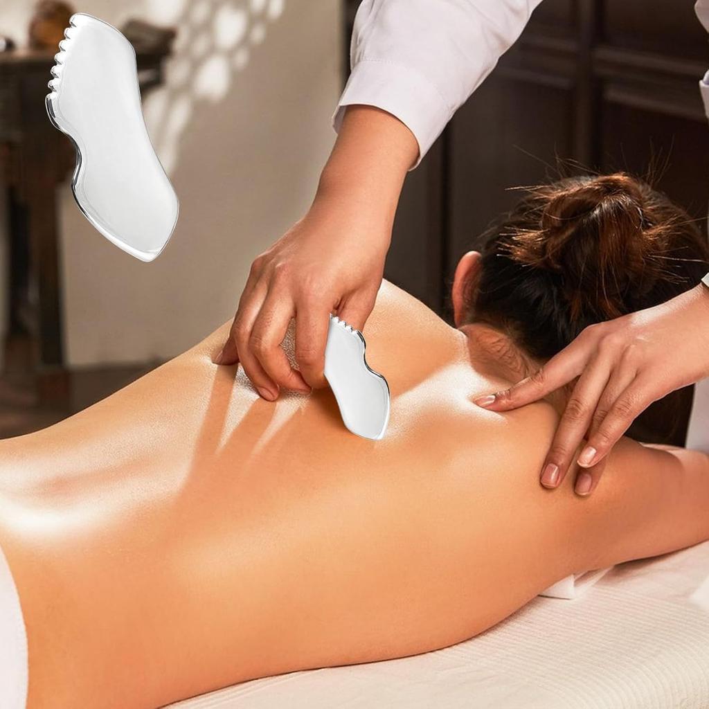 Gua Sha Stainless Steel, Metal Face Gua Sha for Jawline Sculpting, Guasha Tool Face Body Gua Sha (Silvery) Guasha Board