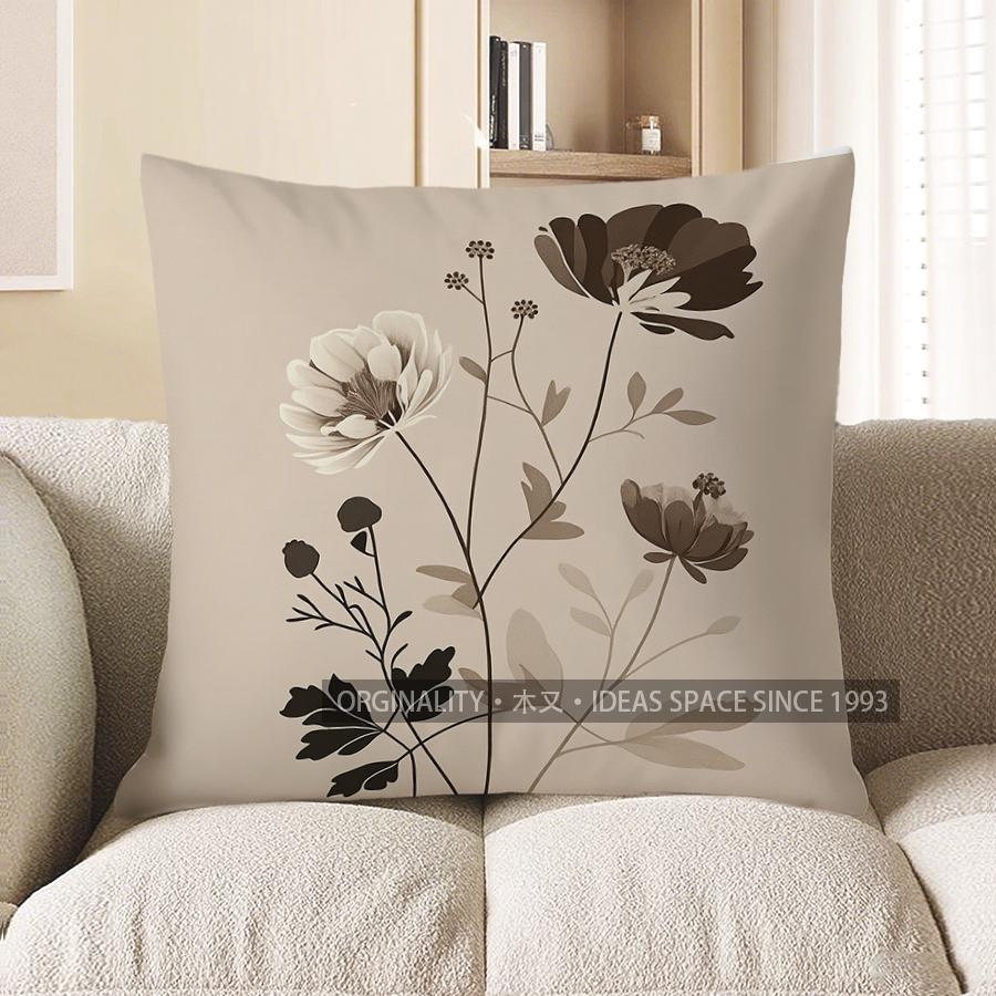 Домашний Декор Современный Черно-Белый Цветочный Узор Наволочка Узор Чехла для Подушки Подходит для Дивана Спальни Автомобиля Наволочка 40x40cm 617₽