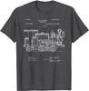 Stampa di Brevetto Vintage 1886 Treno a Vapore Locomotiva Regalo T-Shirt 100% Cotone Girocollo Manica Corta Casual T-Shirt da Uomo Taglia S3XL