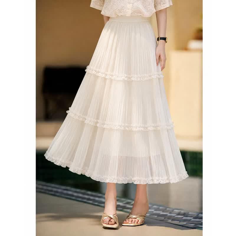 Women's Summer Ruffle Mesh A-Line Skirt