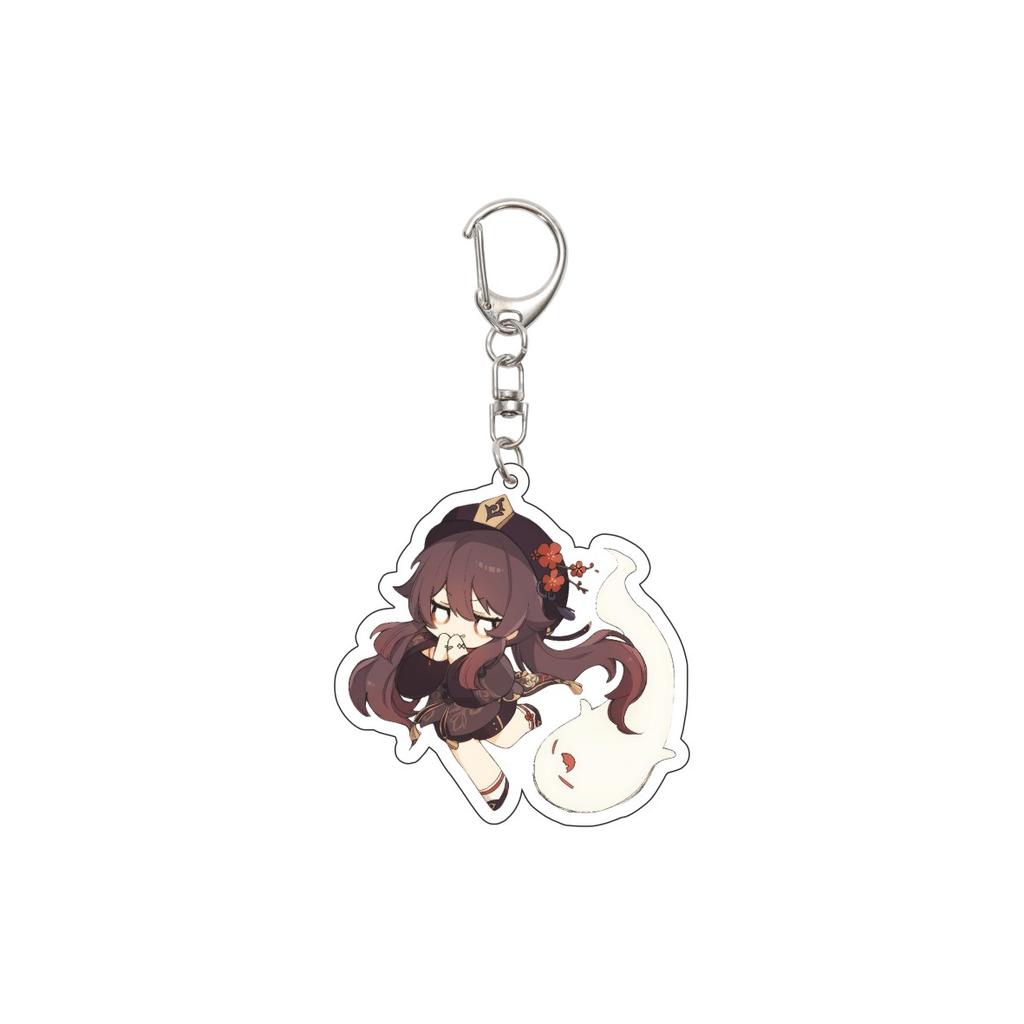 55MM Anime Genshin Impact Keychain Hu Tao Key Chain Acrylic Model Plate Christmas Gifts