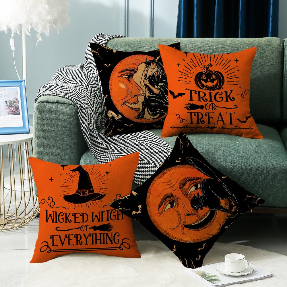 New Halloween Series Pillows Ghost Witch Linen Material Halloween Sofa Bedroom Decoration