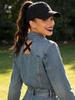 Adjustable Mesh Baseball Cap With Criss-Cross Ponytail Opening, Breathable Sun Protection Hat For Outdoor Travel Beach