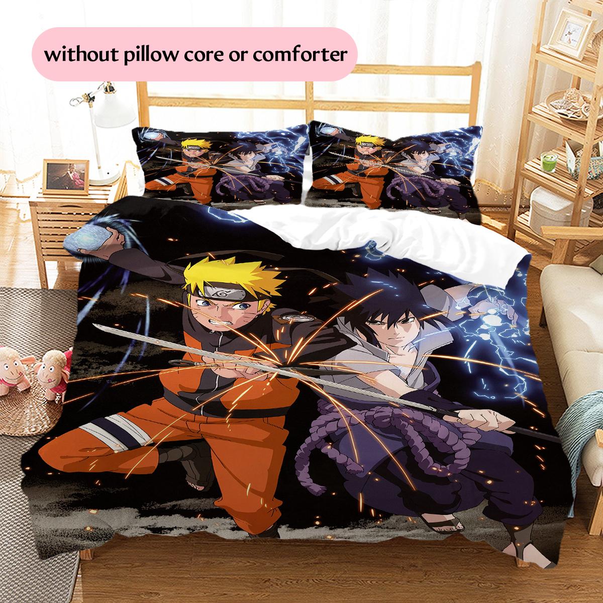 

Naruto Anime Character Pattern Bedding Home Decoration Birthday Gift (1 * duvet cover + 2 * pillowcase, without core) 135x200cm