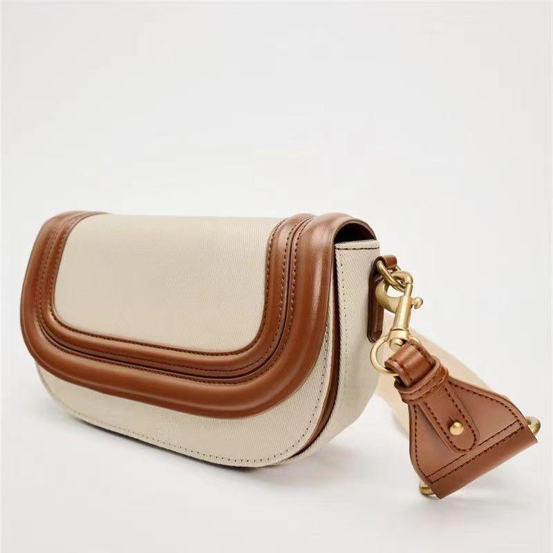 Solid Color Ladies Shoulder Bags Women'S Bags New Saddle Bags Magnetic Buckle Flap Wanted Line Decoration Crossbody Bags
