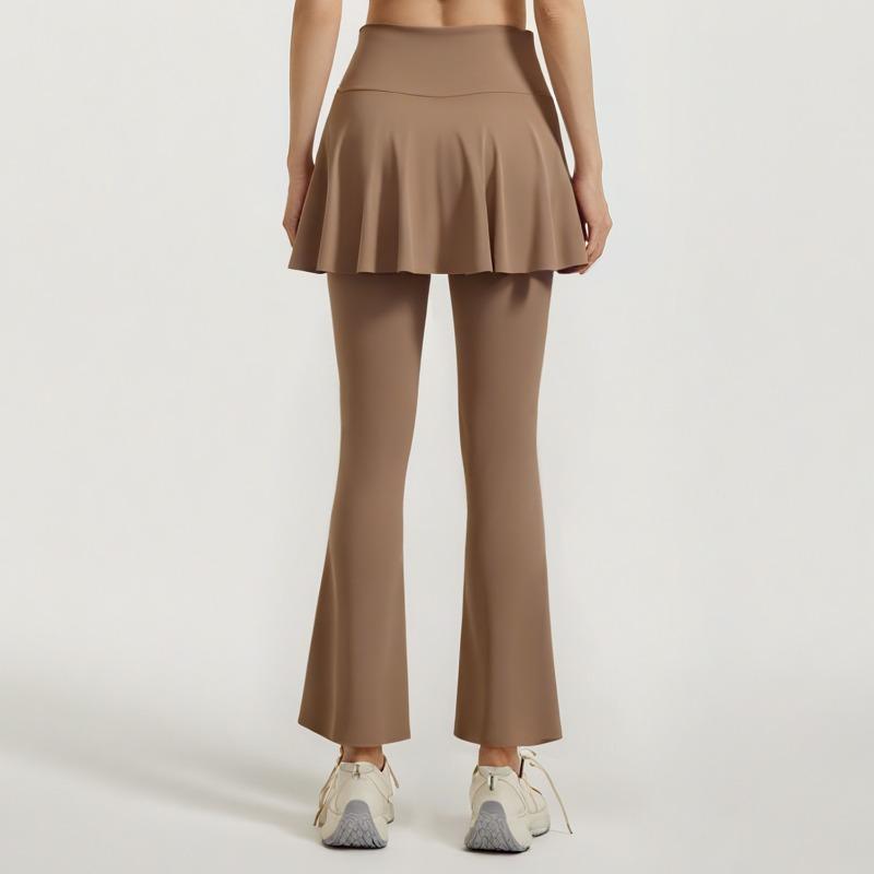 Juyitang's New Color-matching Flared Culottes Are High-elastic and Thin Fake Two-piece High-waisted Running Fitness Yoga Pants