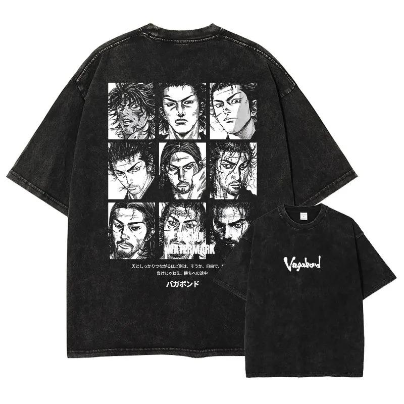 Vagabond (Miyamoto Musashi) "Think Only About Your Art" Quote Vintage Acid Washed Oversized Streetwear Japanese Samurai Manga Graphic T-Shirt Top