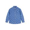 MLB New York Yankees SS24 Allover Print Loose Casual Denim Baseball Long Sleeve Shirt Unisex Shirts Light-Blue 3ADRM0141-50BLL