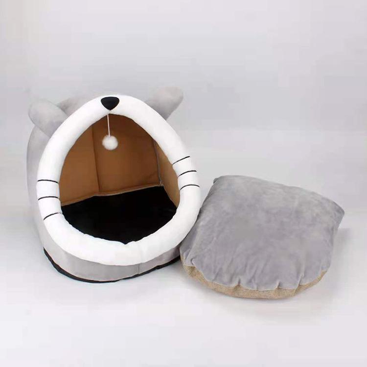 Lit Grotte Pour Chat - Tanière Douce Et Fermée, Lavable, Avec Boutons Réglables, Taille S Et M