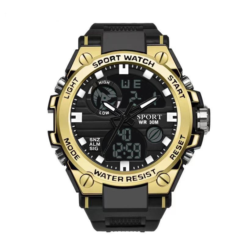 Men's Korean Style Multifunctional Outdoor Sports Luminous Dual Display Electronic Watch