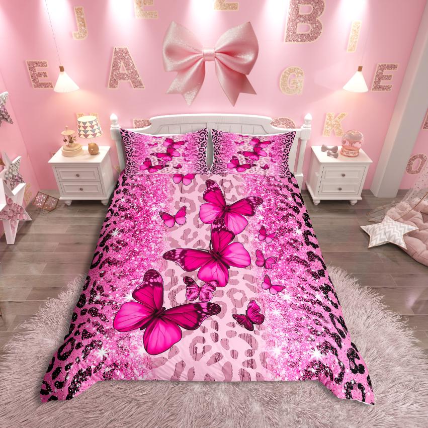 

Comforter Homewish Cute Butterflies Chic Moth Comforter Setsilver Pink Diamond Bed Set For Girls Comforter (quilt)-EU Single(135*200cm)3pcs