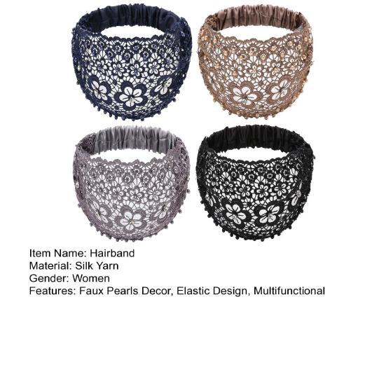 3/4Pcs Women Hairband Faux Pearl Embellished Wide Headband Bohemian Style