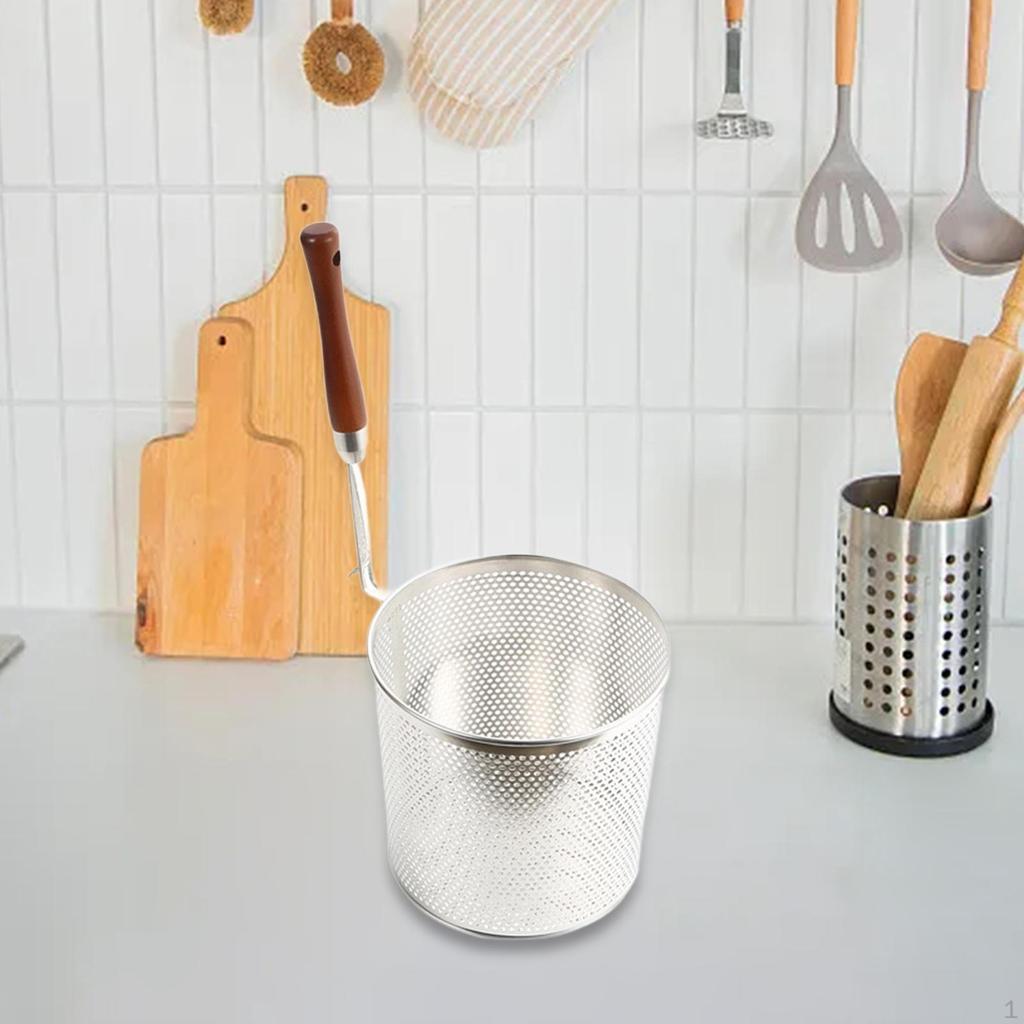 Mesh Food Strainer Deep Fryer Basket Frying Spaghetti Spoon for Camping