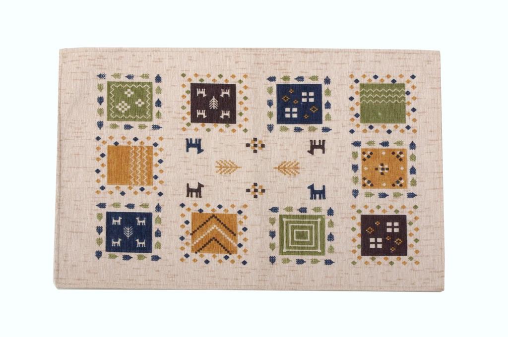 IKEHIKO Gabbeh Entrance Mat, Ivory, Approx. 60 X 90cm, Gabbeh Pattern, Washable, #2034360