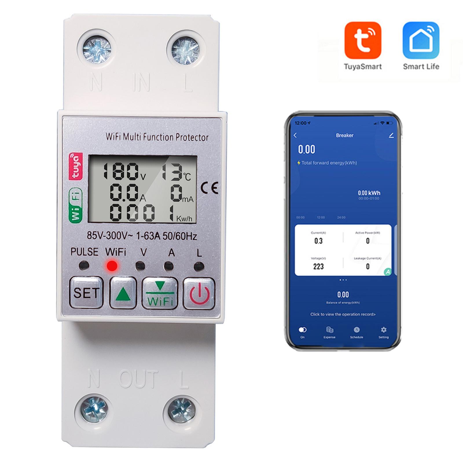 

1A-63A WiFi Smart Meter 1 шт. Регулируемая интеллектуальная защита