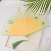 Sarkovos Light Green Folding Fan Bamboo Fan Unisex Stylish Bamboo Fan Natural Bamboo Elegant Comes with Fan Case Perfect for and Gifts Green Leaves -