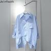 Weiße Blusen für Damen Oversized Tops Streetwear Koreanische Mode Freizeithemden Geschlitzt Unregelmäßig Vintage Bluse