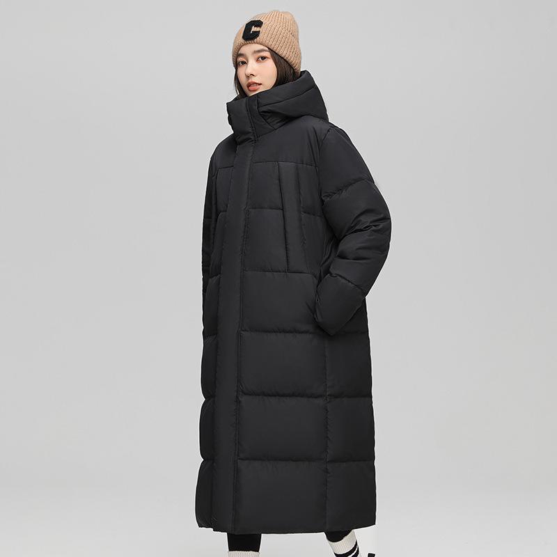 Unisex Trendy Long Over-the-Knee Winter Hooded Down Coat